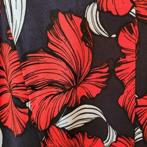 Lane Bryant Black & Red Tropical Floral Shift Dress Size 24 - Picture 3 of 4